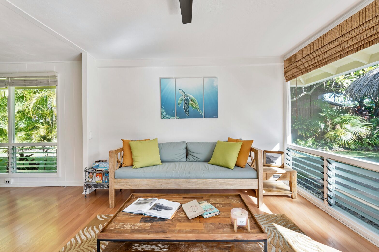 image of a living room with wooden flooring